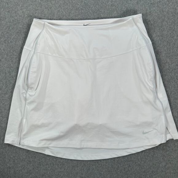 Nike Dri-Fit Skort Women's Medium White Tennis Golf Pickleball Flat Front Pocket - Picture 1 of 8
